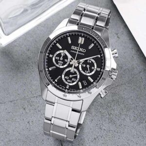 ساعت مچی مردانه سیکو SBTR013 | صفحه مشکی، بند استیل نقره‌ای