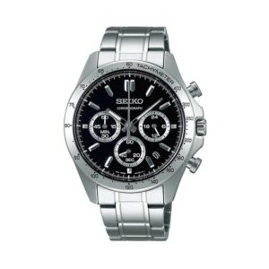 ساعت مچی مردانه سیکو SBTR013 | صفحه مشکی، بند استیل نقره‌ای