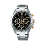 ساعت مچی مردانه سیکو Seiko SBTR015 کرنوگراف با صفحه مشکی و بند استیل
