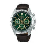 ساعت مردانه Seiko SBTR017 کرنوگراف با صفحه سبز زمردی و بند چرمی