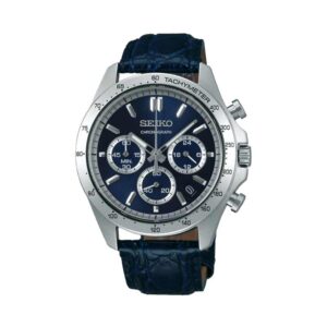 ساعت مچی مردانه سیکو Seiko SBTR019؛ کرنوگراف با صفحه آبی و بند چرمی