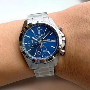 ساعت مچی مردانه سیکو Seiko SBTR023؛ کرنوگراف با صفحه آبی و بند استیل