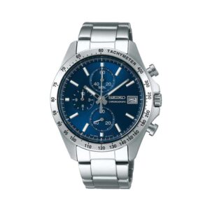 ساعت مچی مردانه سیکو Seiko SBTR023؛ کرنوگراف با صفحه آبی و بند استیل